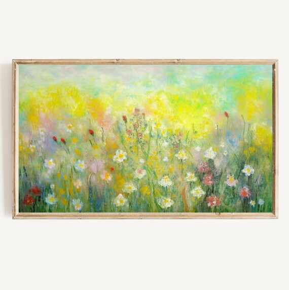Soft Pastel Wildflower Meadow Abstract Colorful Spring Painting Poster