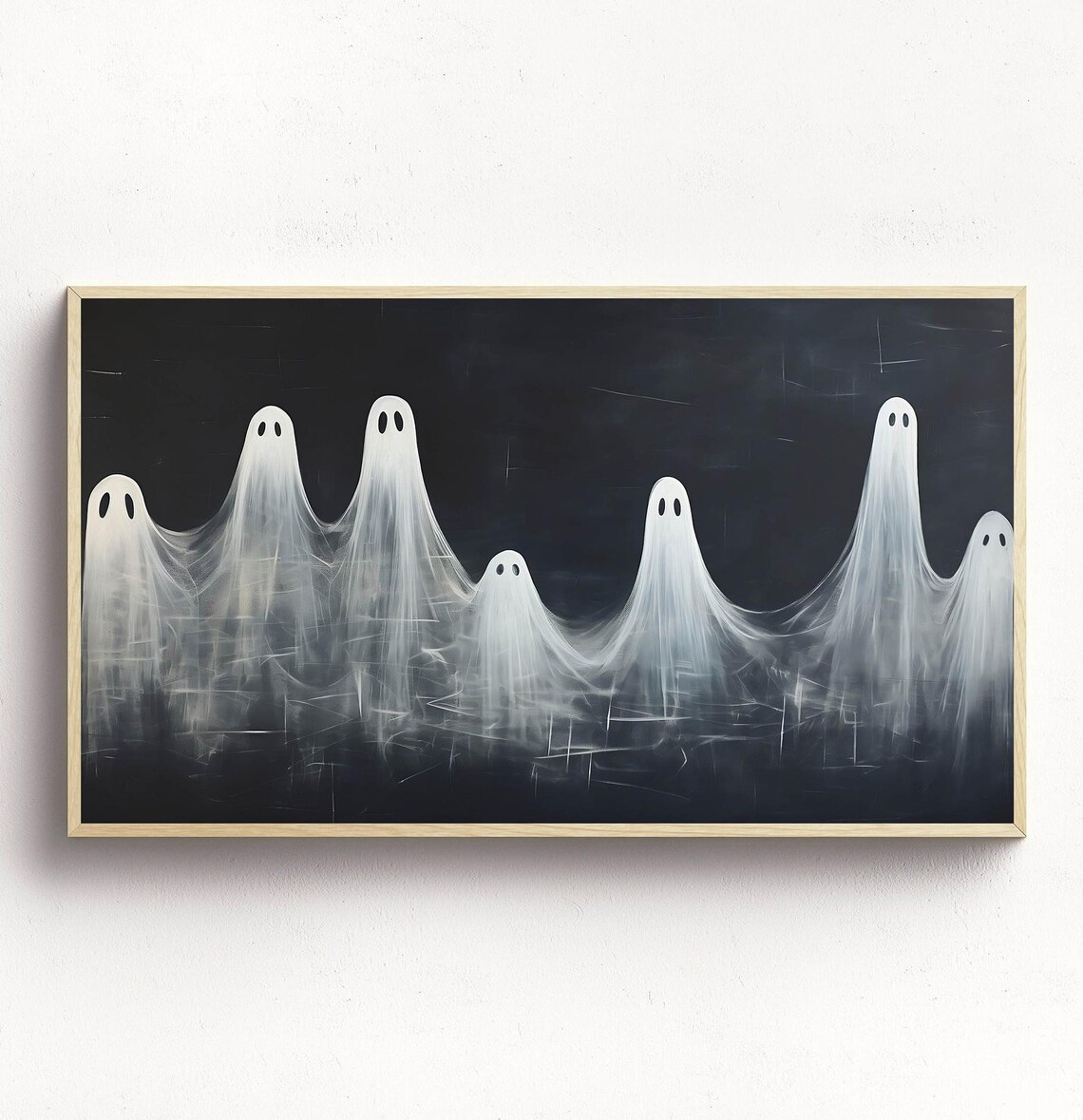 Halloween Ghost Minimalist Art Print, Black And White
