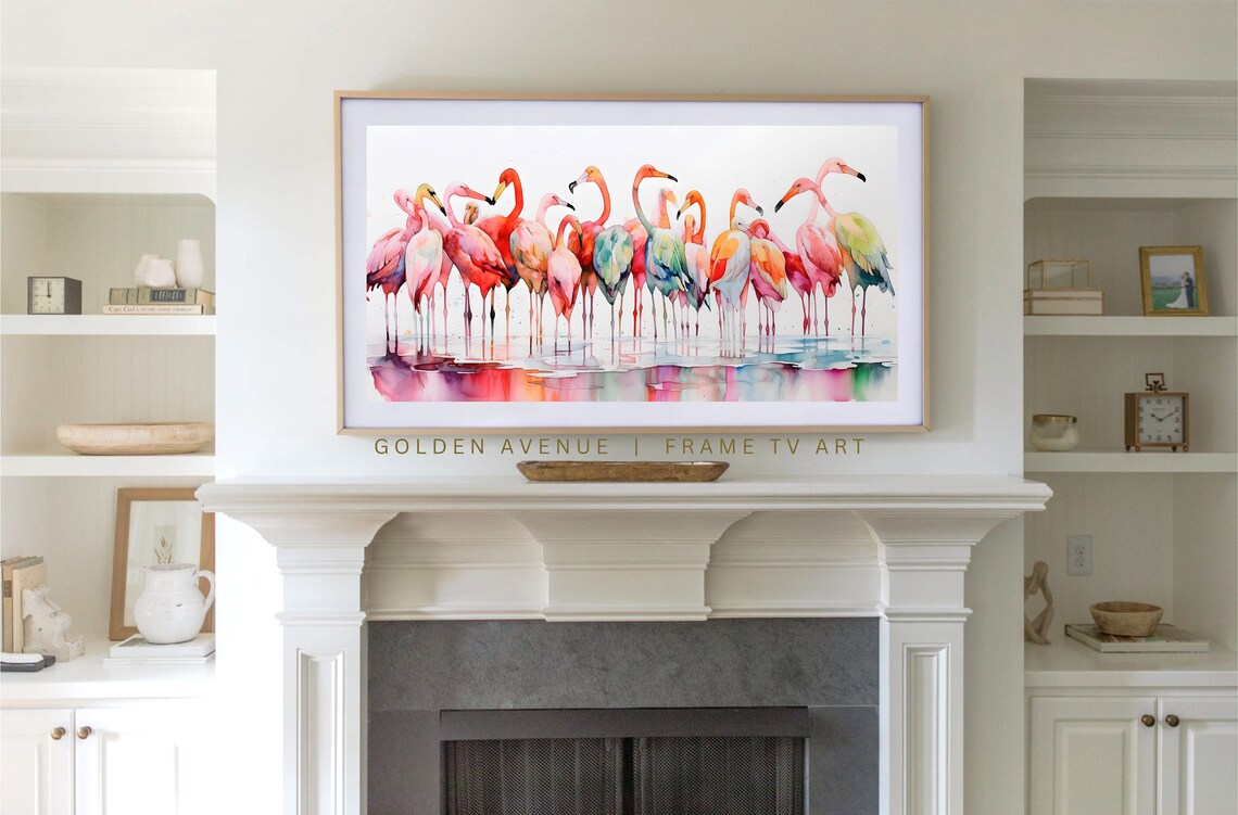 Summer Rainbow Flamingo Watercolor Art Print - Image 3