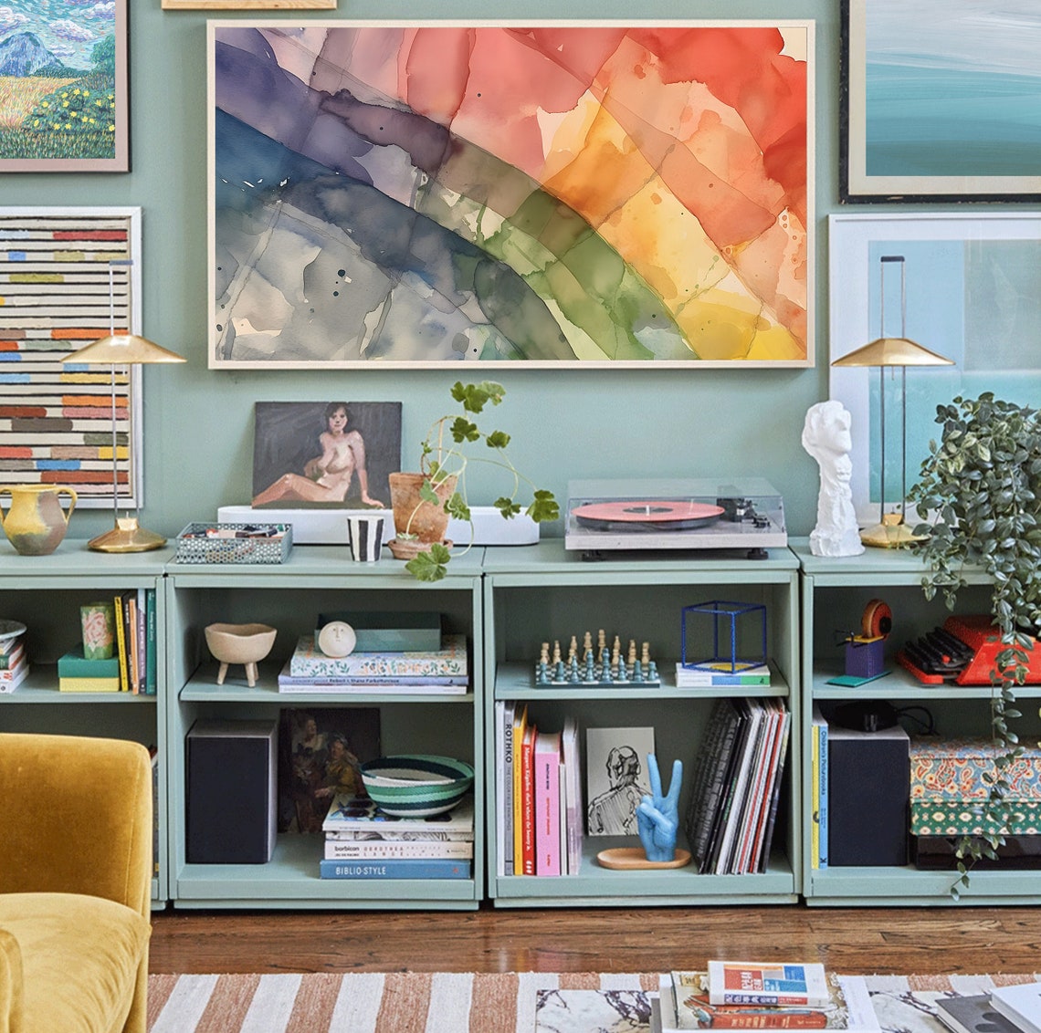 Rainbow Watercolor Abstract Spectrum Arch Colorful Pride Wall Art - Image 5
