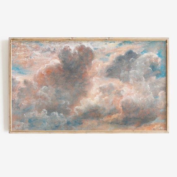 Classic Cloud Study Oil Painting Pink Gray Dramatic Sky Poster