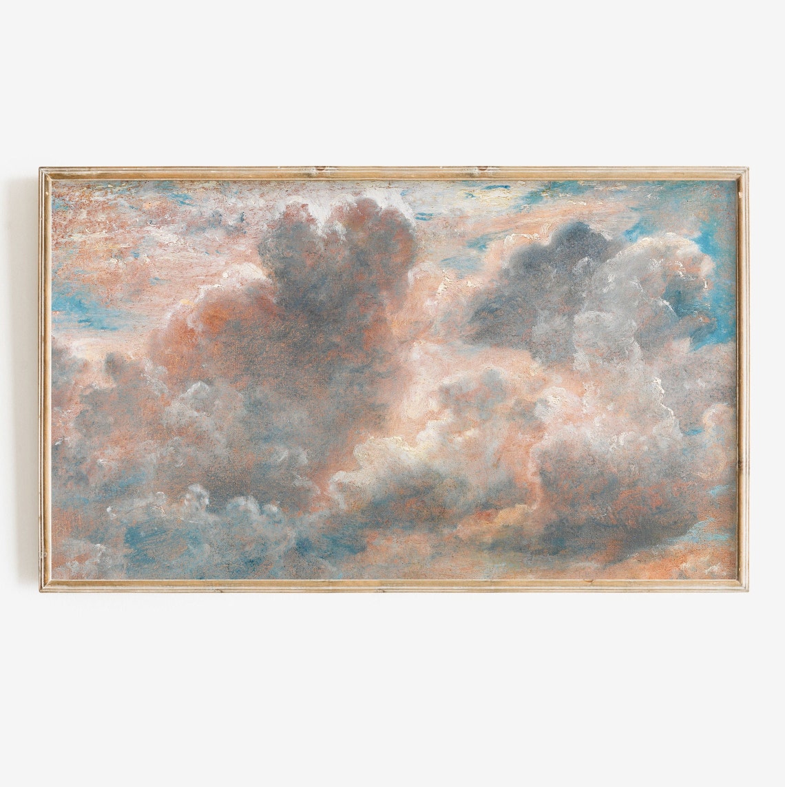 Classic Cloud Study Oil Painting Pink Gray Dramatic Sky Poster