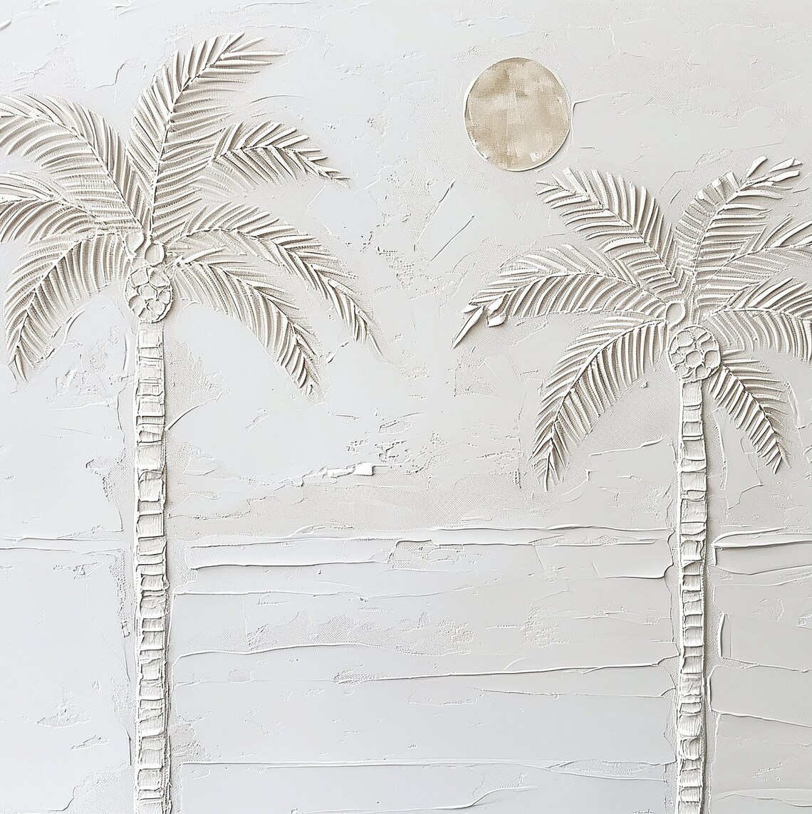 Minimalist Palm Tree Painting, Neutral Tropical Beach - Image 3