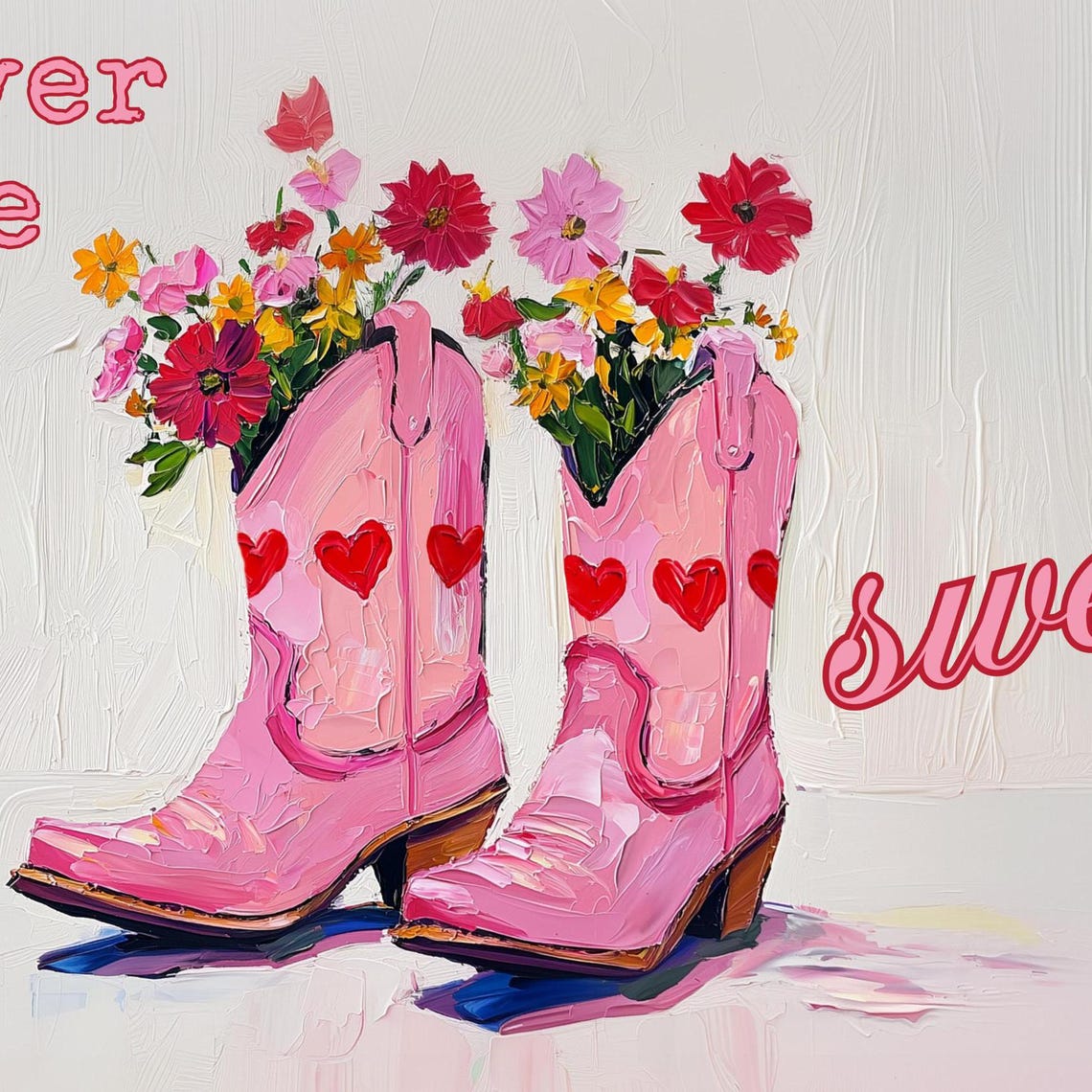 Pink Cowboy Boots With Wildflowers Forever Sweetest Con Quote Poster - Image 3