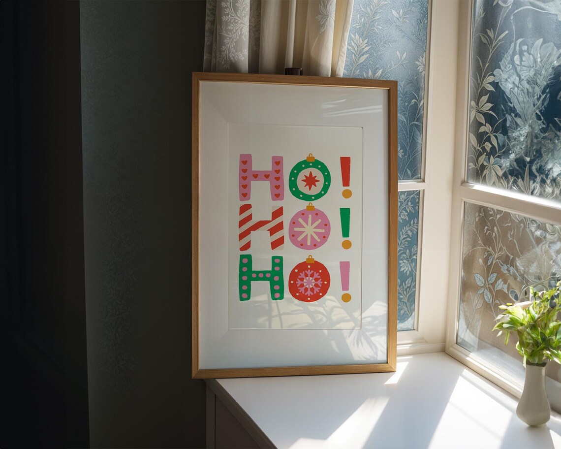 Colorful Ho Ho Ho Christmas Typography Trendy Holiday Poster - Image 2