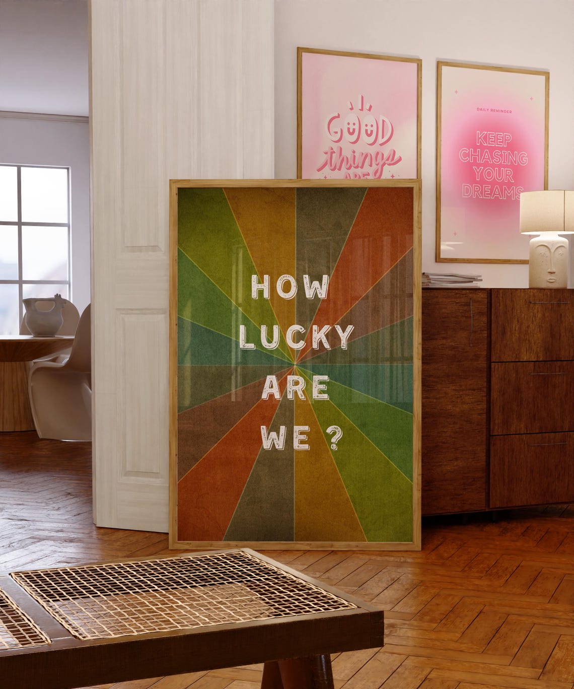 How Lucky Are We Retro Wall Art Retro Decor Inspirational Wall Art Trendy Wall Art Aesthetic Poster Print - Image 3