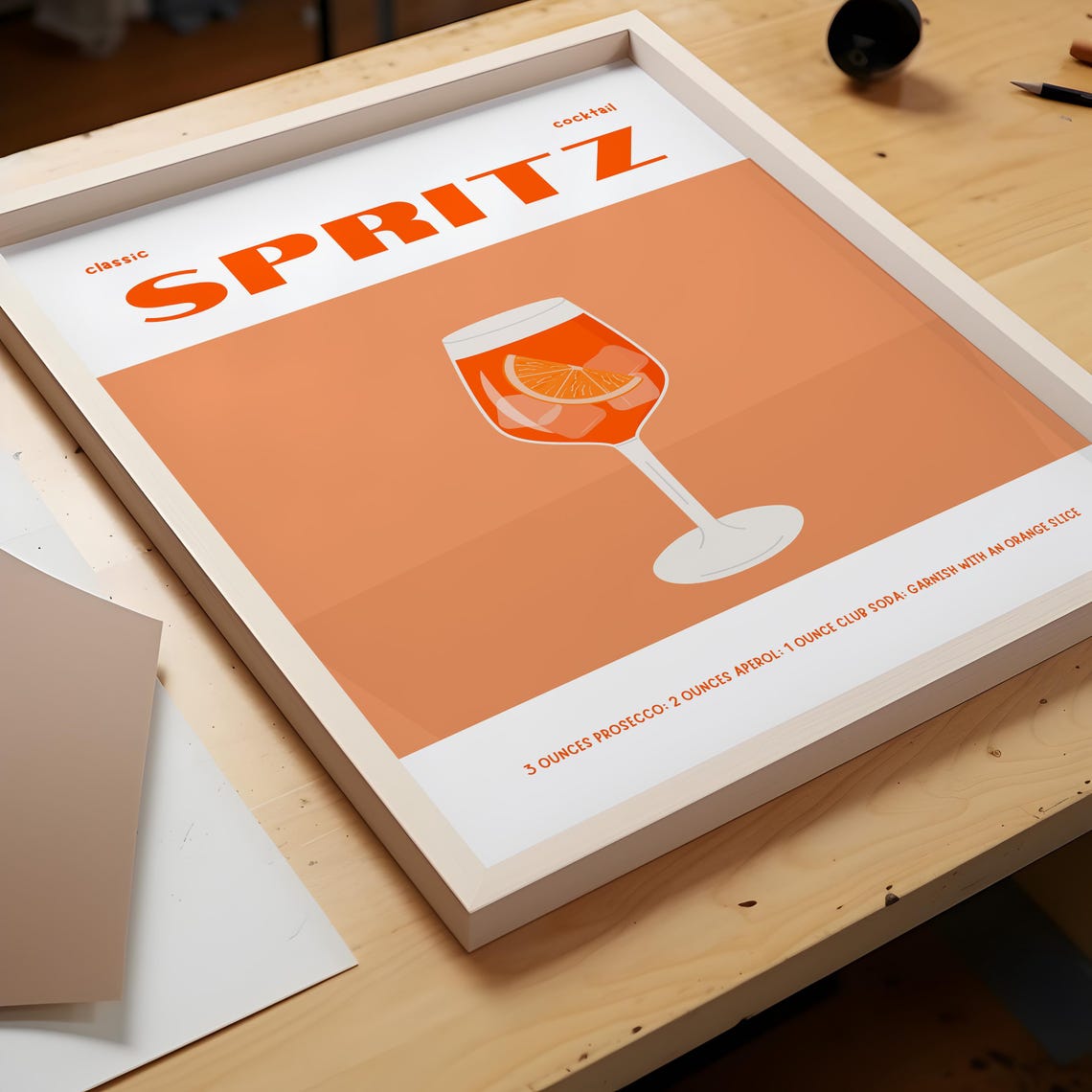 Spritz Classic Cocktail Recipe Orange Aperol Bar Cart Poster - Image 4
