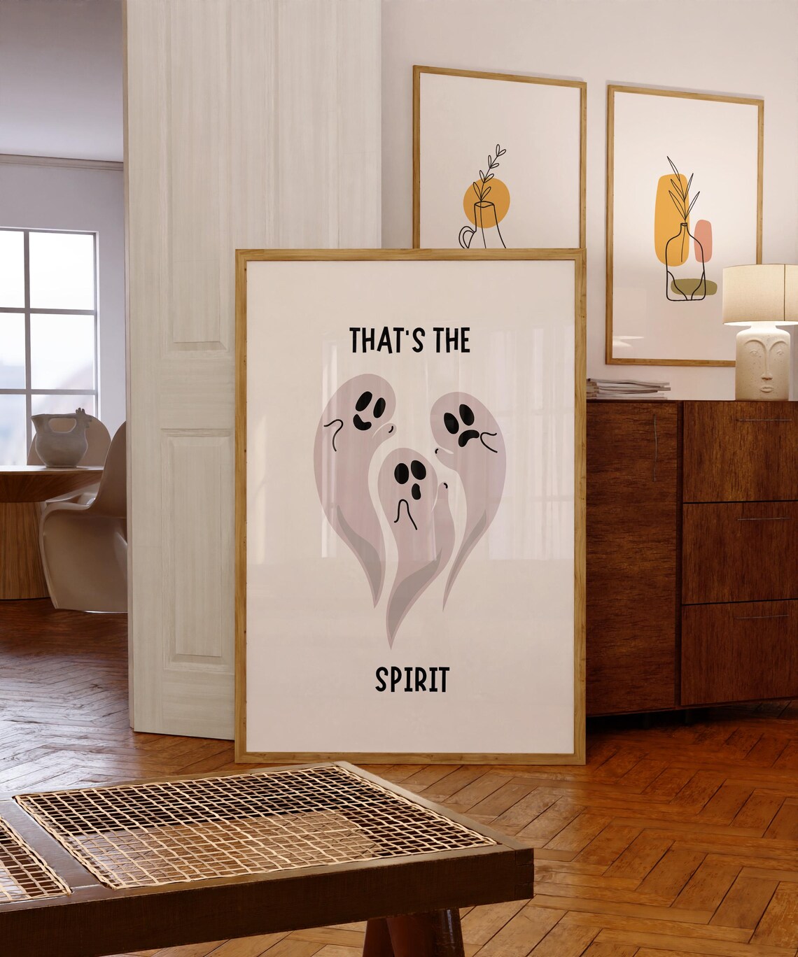 That's the Spirit Cute Ghost Trio Sweet Halloween Art Poster