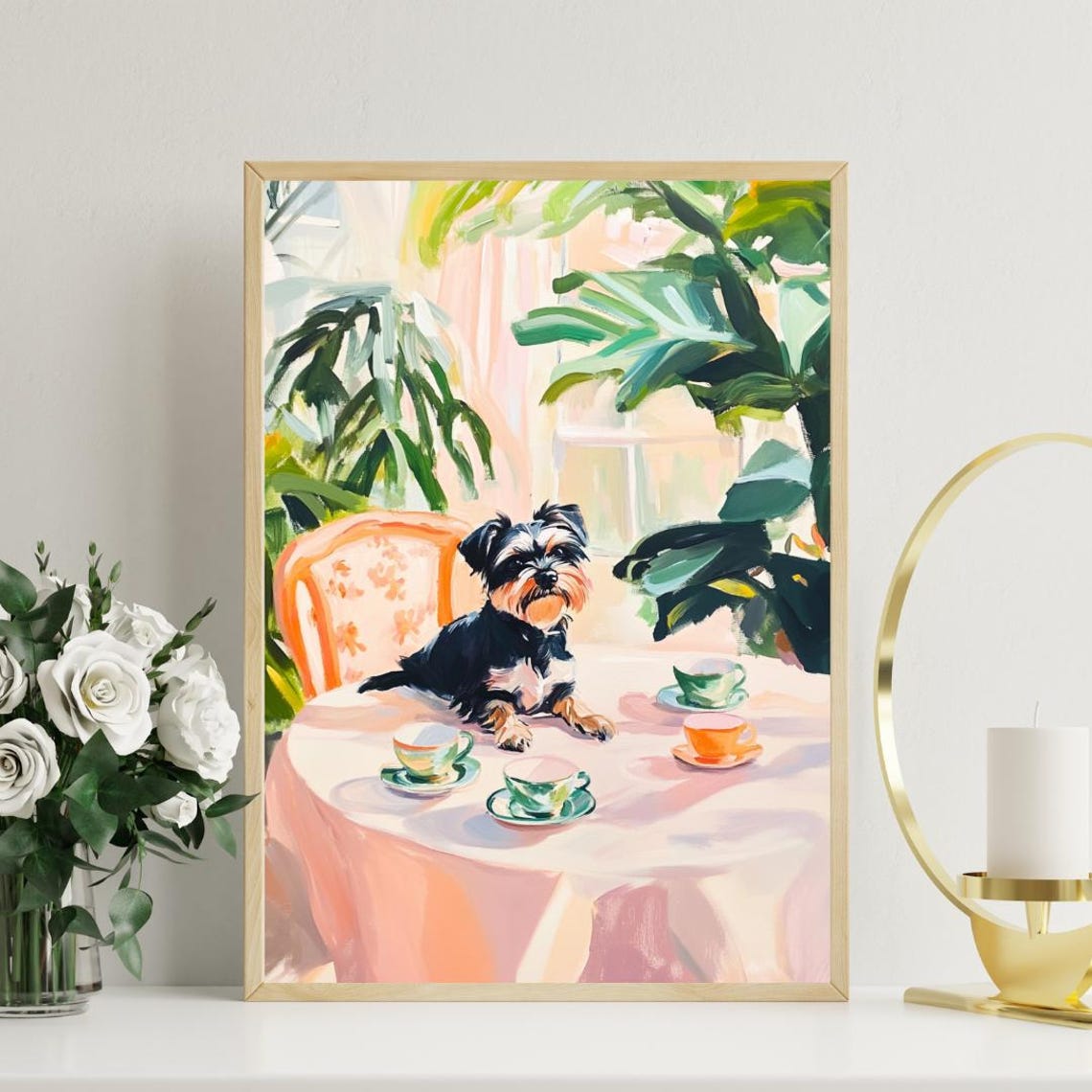 Scottish Terrier Cafe Tea Party Cute Black Scottie Dog Poster - Image 3
