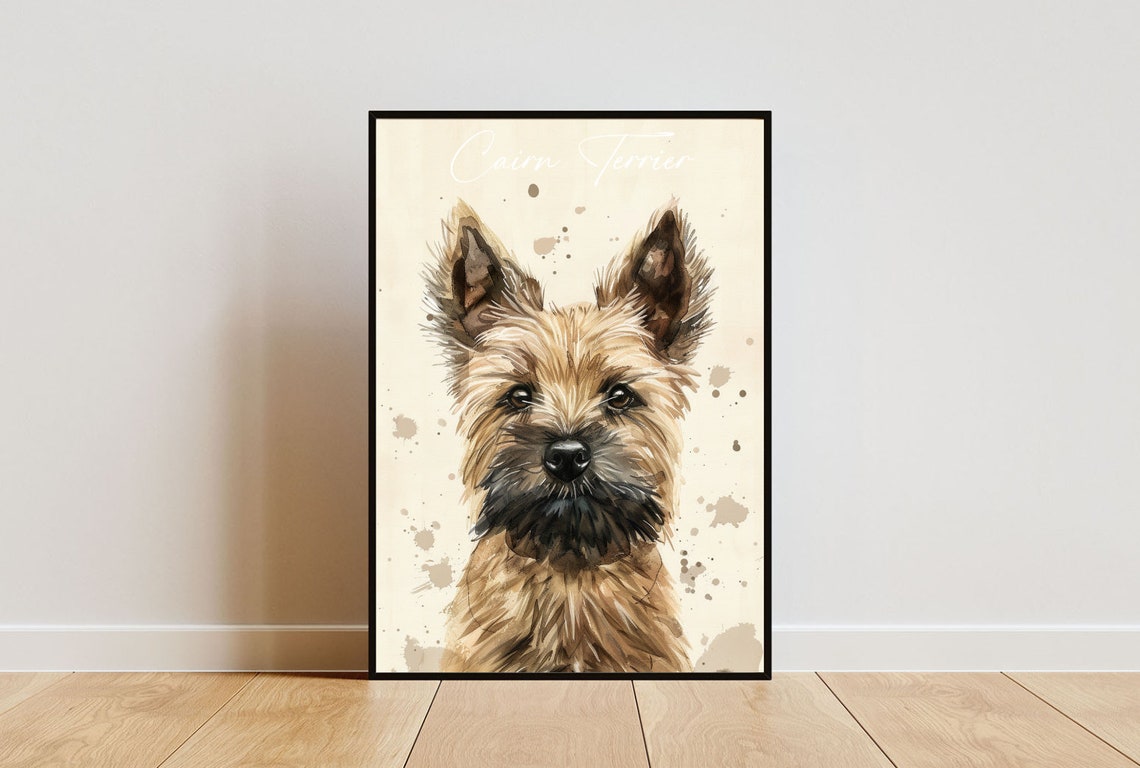 Cairn Terrier Watercolor Dog Portrait Poster for Dog Lovers Gift