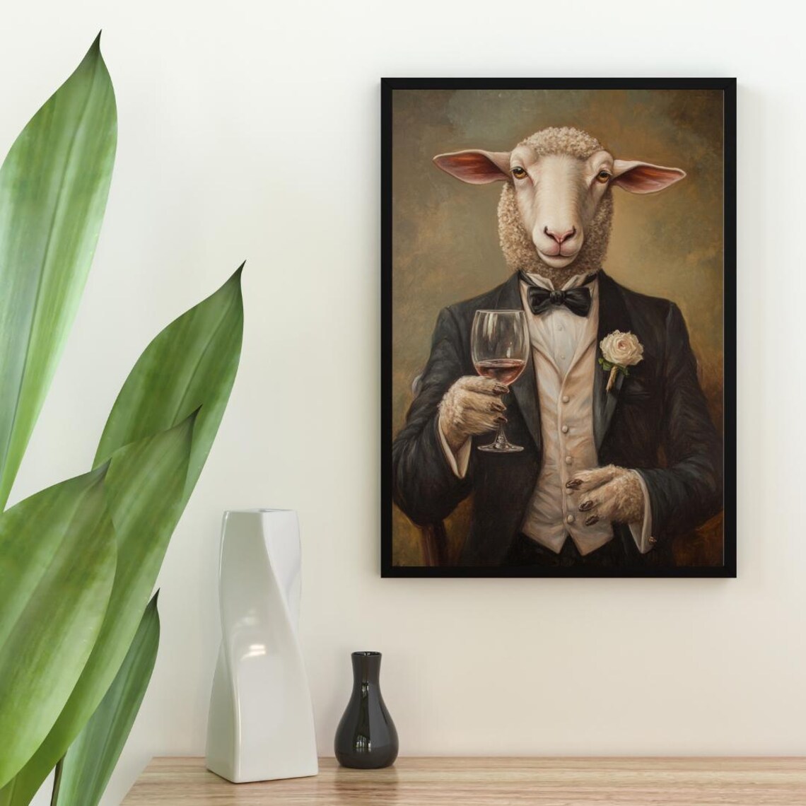 Sheep in Tuxedo Funny Animal Poster Print - Image 2