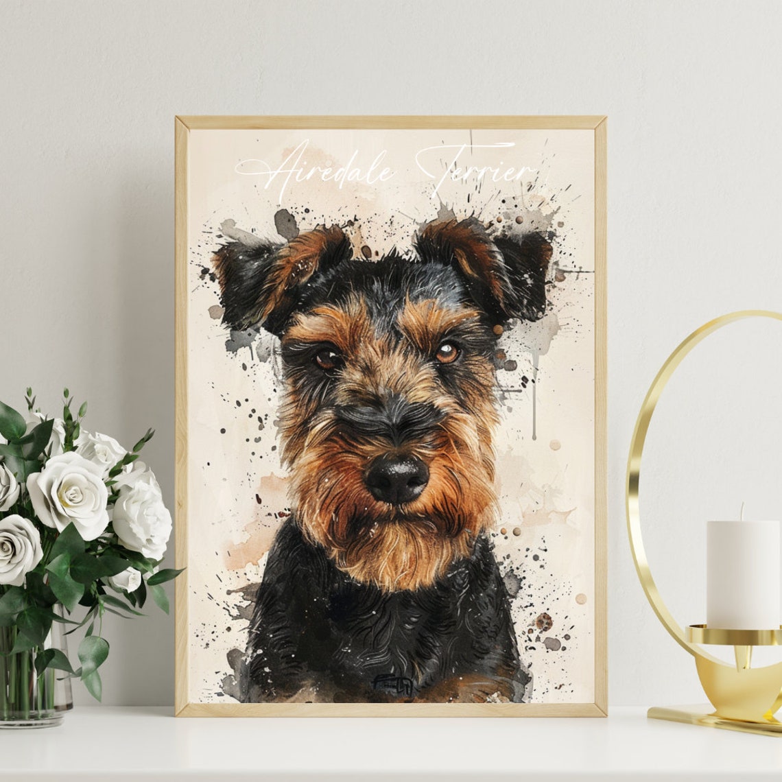Airedale Terrier Watercolor Dog Portrait Poster for Dog Lovers Gift - Image 3