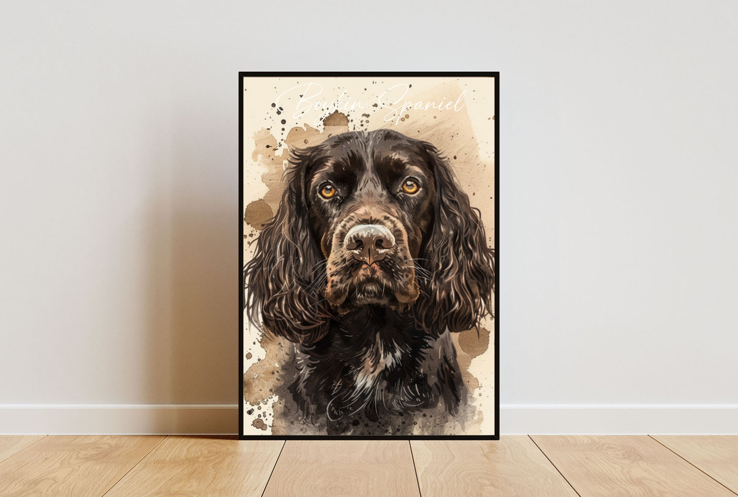 Boykin Spaniel Watercolor Dog Portrait Poster for Dog Lovers Gift