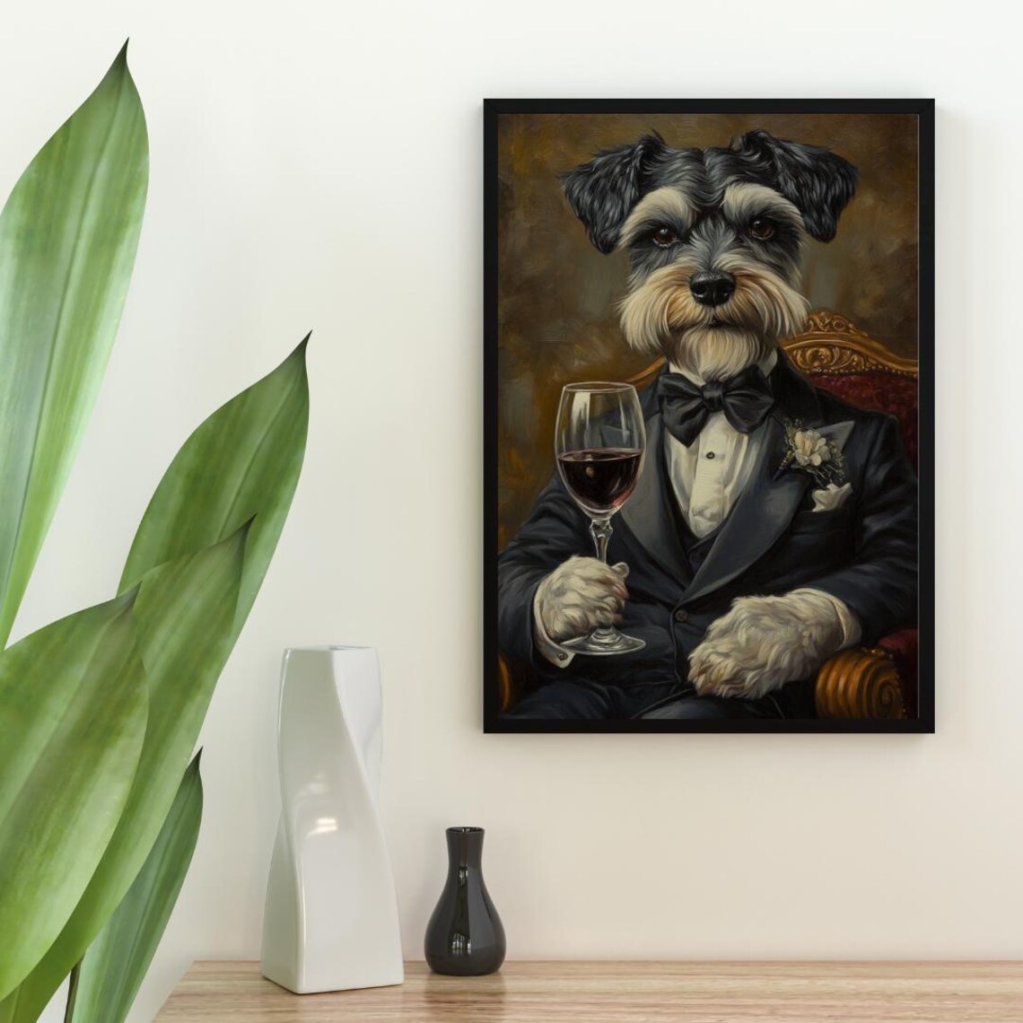 Miniature Schnauzer In Tuxedo Dog Art Print - Image 2