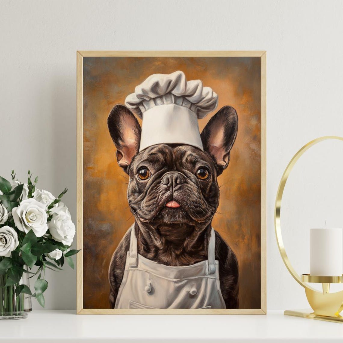 French Bulldog Chef Dog Portrait Funny Pet Kitchen Art Poster - Image 3