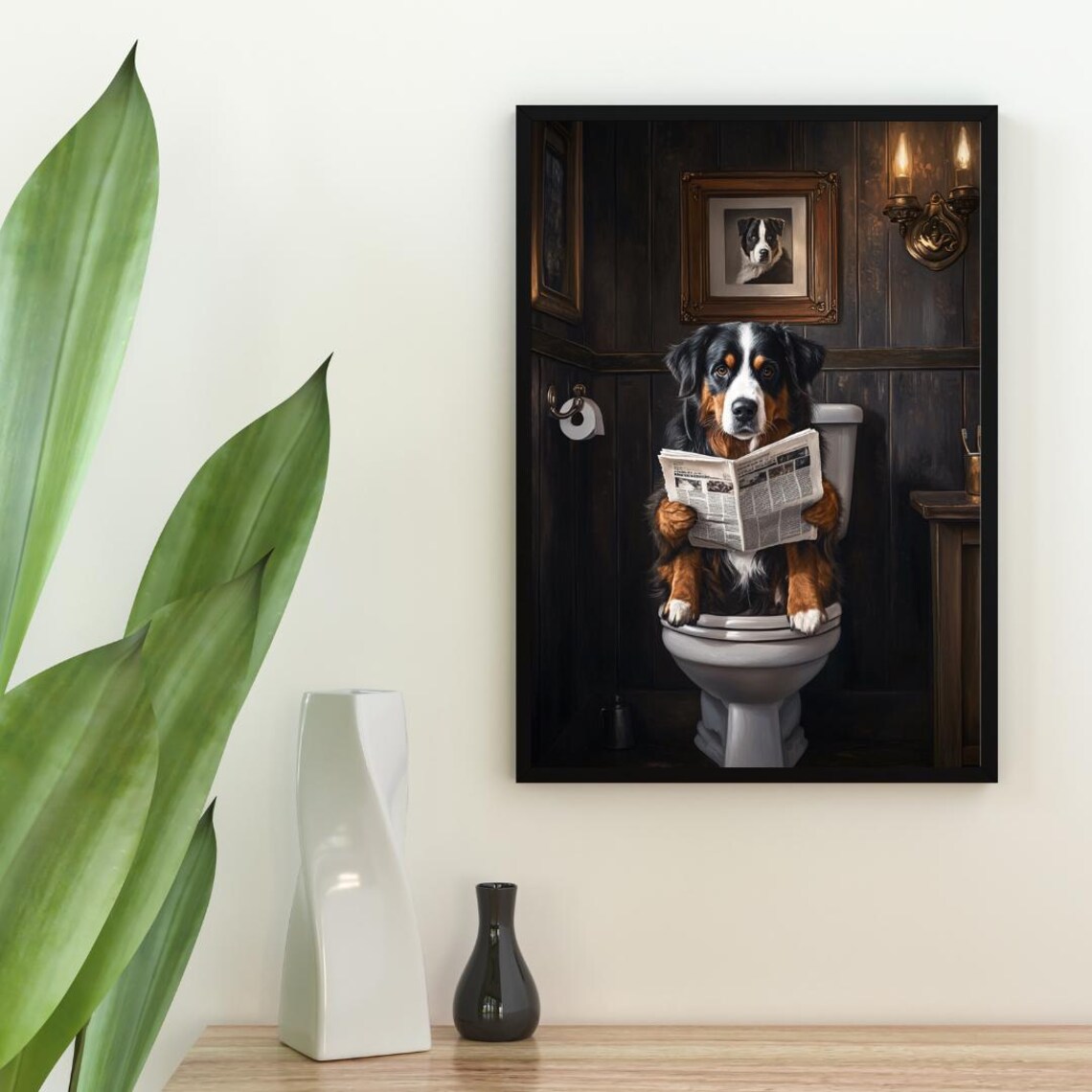 Bernese Mountain Dog Bathroom Art Print, Dog Portrait - Image 2