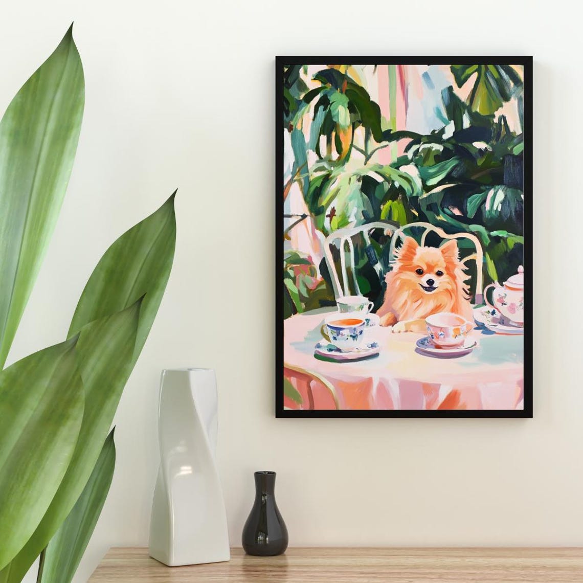 Retro Pomeranian Poster Pomeranian Oil Painting Vintage Pomeranian Poster Dog Dining Room Wall Art Retro Dog Poster Pet Wall Art Dog - Image 2