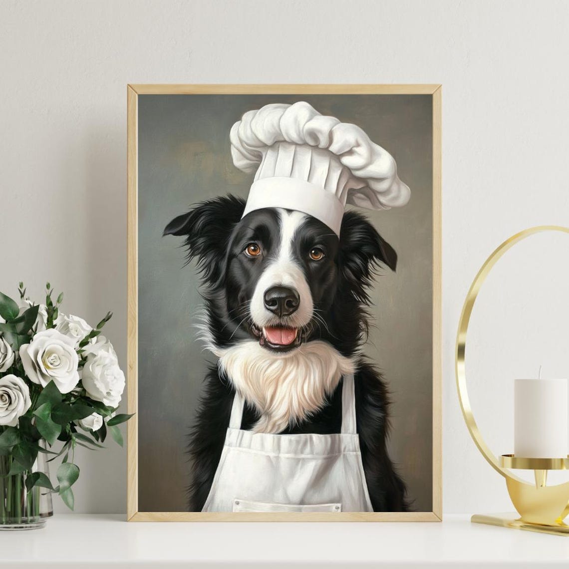 Border Collie Chef Dog Portrait Poster Funny Kitchen Decor Pet Gift - Image 3