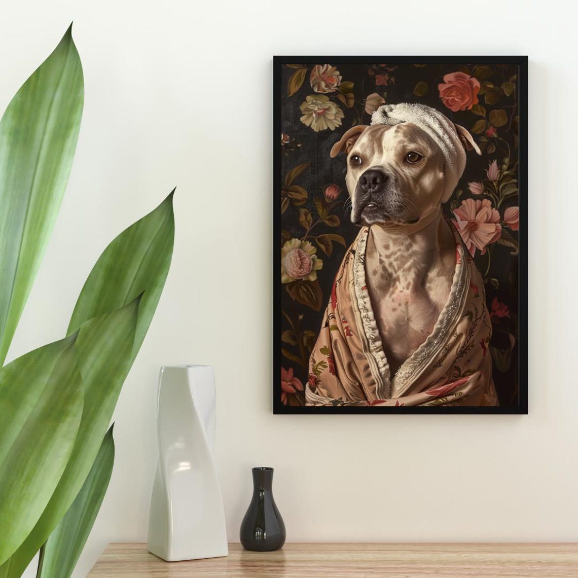Staffordshire Bull Terrier In Bathrobe Poster Dog Poster Staffordshire Bull Terrier Bathroom Print Staffy Portrait Dog Bathroom Poster - Image 2
