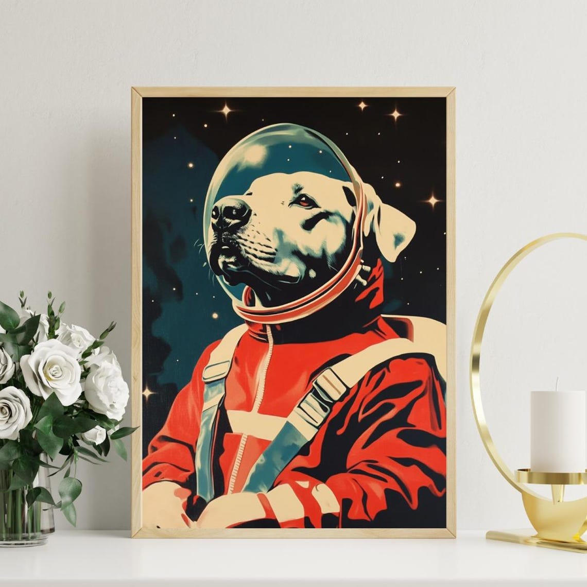Mastiff Astronaut Retro Space Dog Pop Art Portrait Poster Gift - Image 3