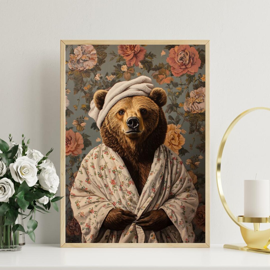 Bear In Bathrobe Poster, Funny Bathroom Wall Art - Image 3
