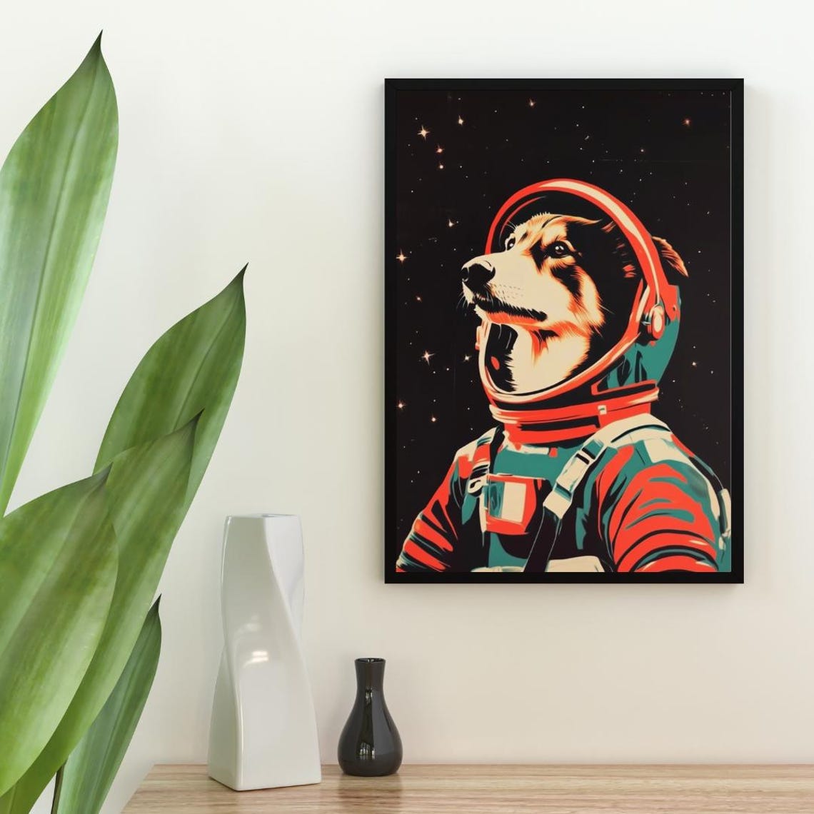 Collie Astronaut Retro Space Dog Pop Art Portrait Poster Gift - Image 2