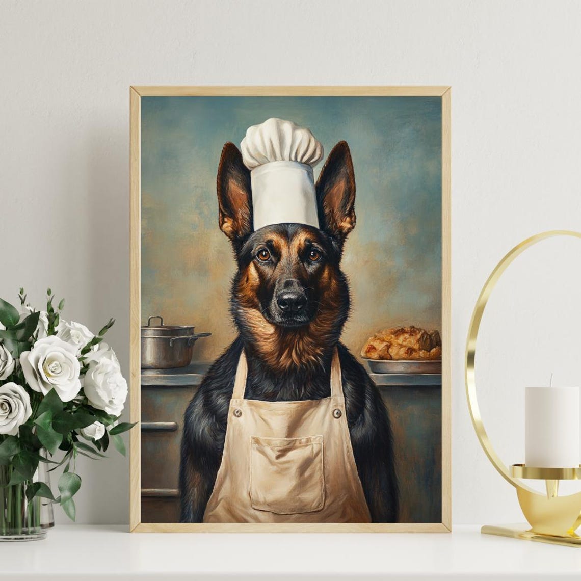 Belgian Malinois Chef Dog Portrait Poster Funny Kitchen Decor Gift - Image 3