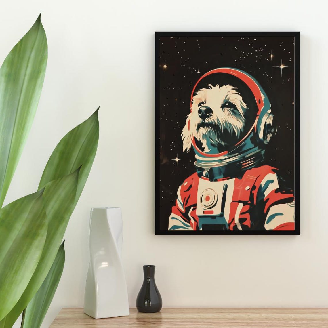 Maltese Astronaut Retro Space Dog Pop Art Portrait Poster Gift - Image 2