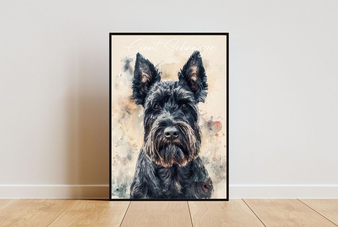 Giant Schnauzer Poster Dog Poster Giant Schnauzer Print Dog Wall Art Personalised Dog Photo Giant Schnauzer Watercolour Pet Portrait
