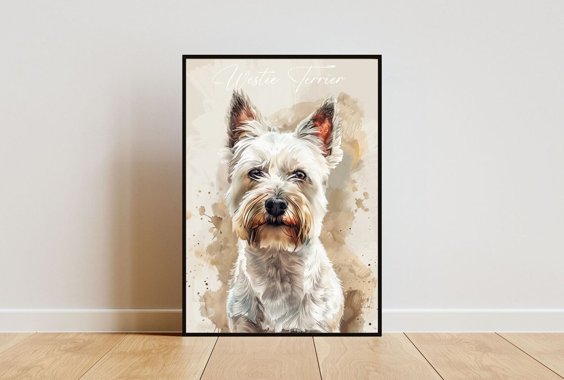 West Highland White Terrier Watercolor Portrait Dog Art Poster