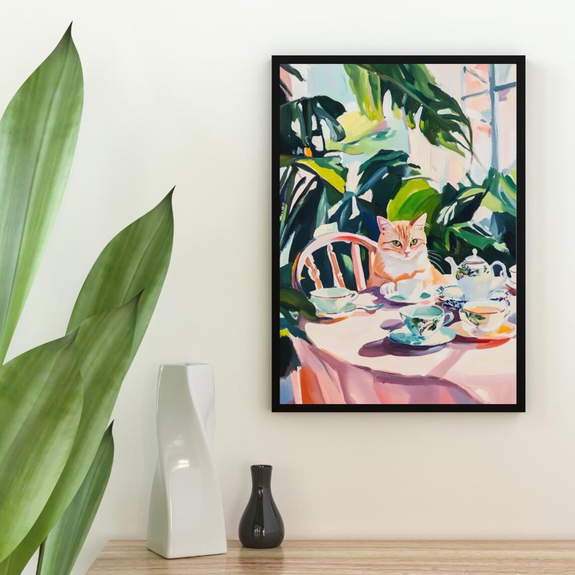 Retro British Shorthair Poster British Shorthair Oil Painting Vintage British Shorthair Poster Cat Dining Room Wall Art Retro Cat Poster - Image 2