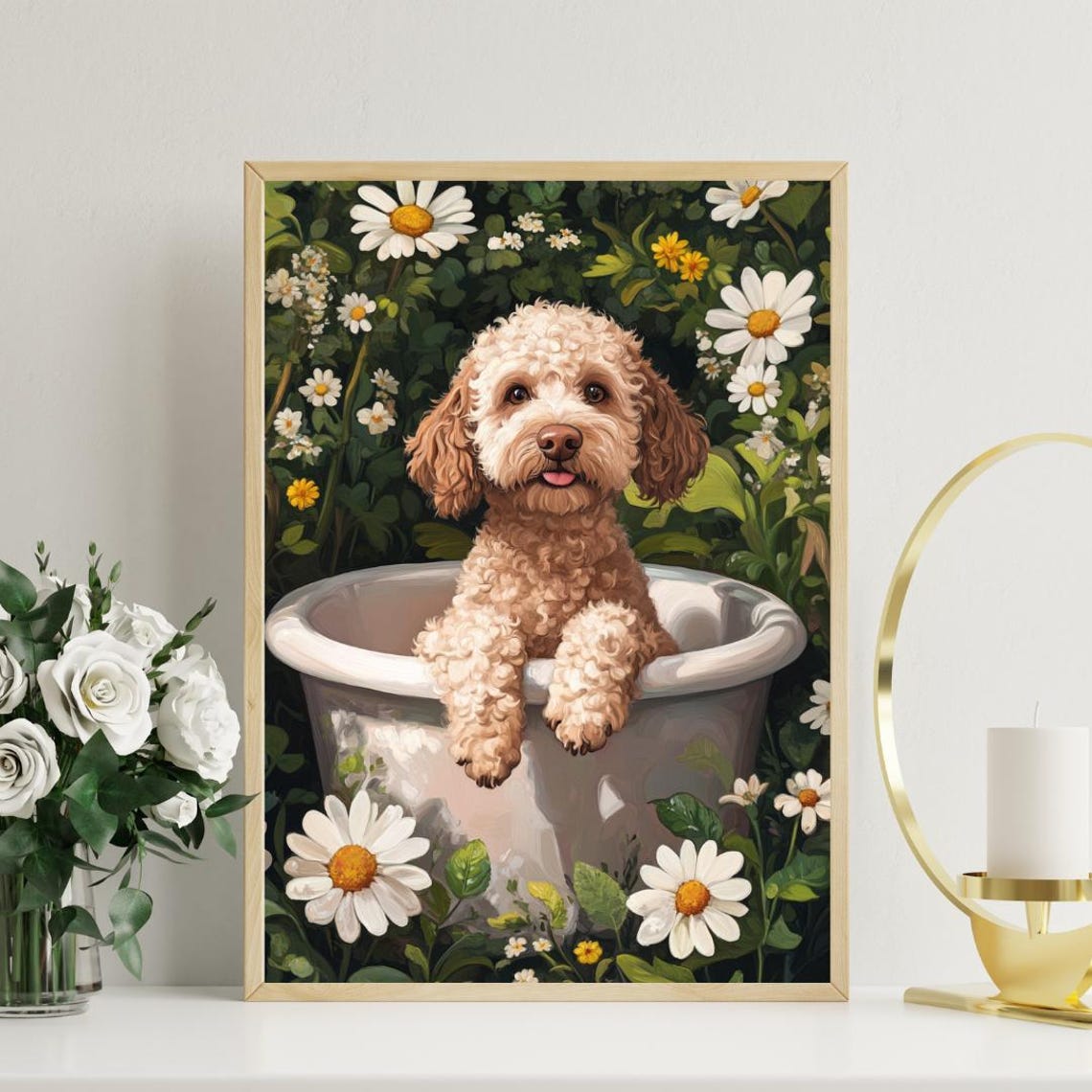 Lagotto Romagnolo In Bathtub Poster Funny Dog Poster Lagotto Romagnolo Bathroom Print Lagotto Romagnolo Bath Poster Dog Bathroom Wall Art - Image 3
