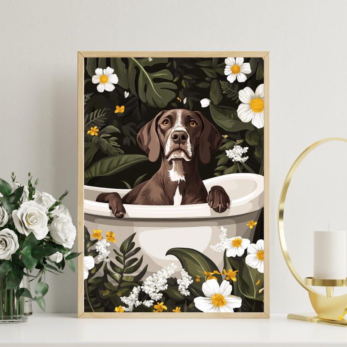 German Shorthaired Pointer In Bathtub Poster Funny Dog Poster German Shorthaired Pointer Bathroom Print German Shorthaired Pointer Bath - Image 3