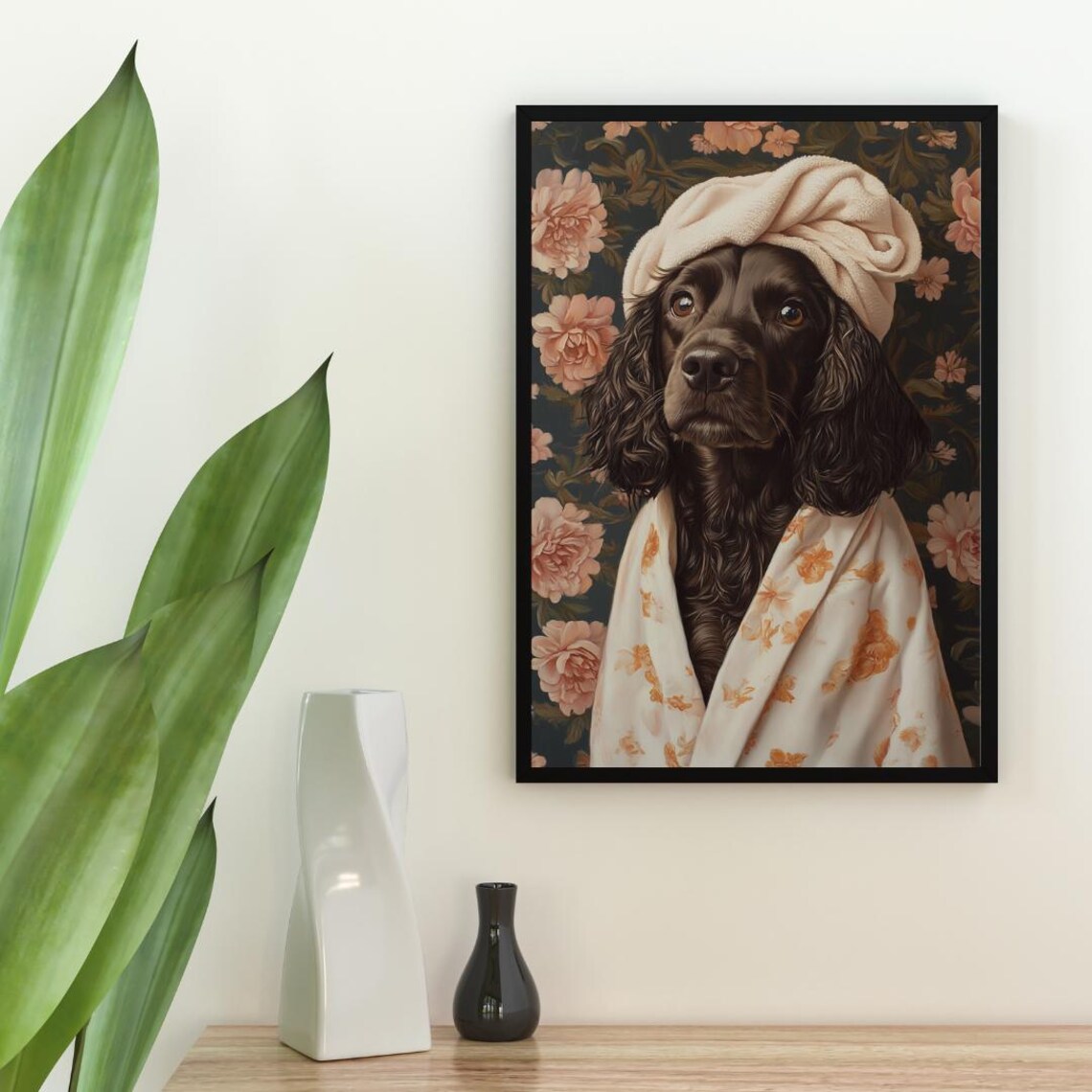 Boykin Spaniel in Bathrobe Bathroom Dog Poster - Image 2