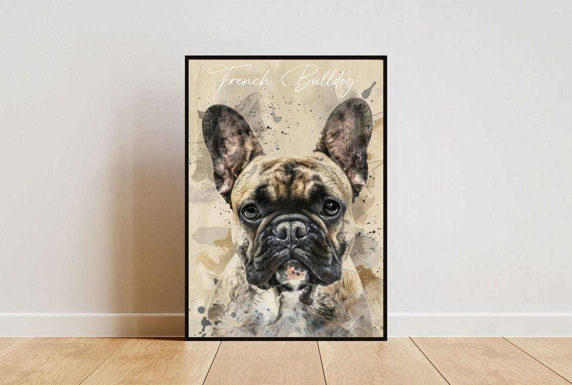 French Bulldog Watercolour Pet Portrait Art Print