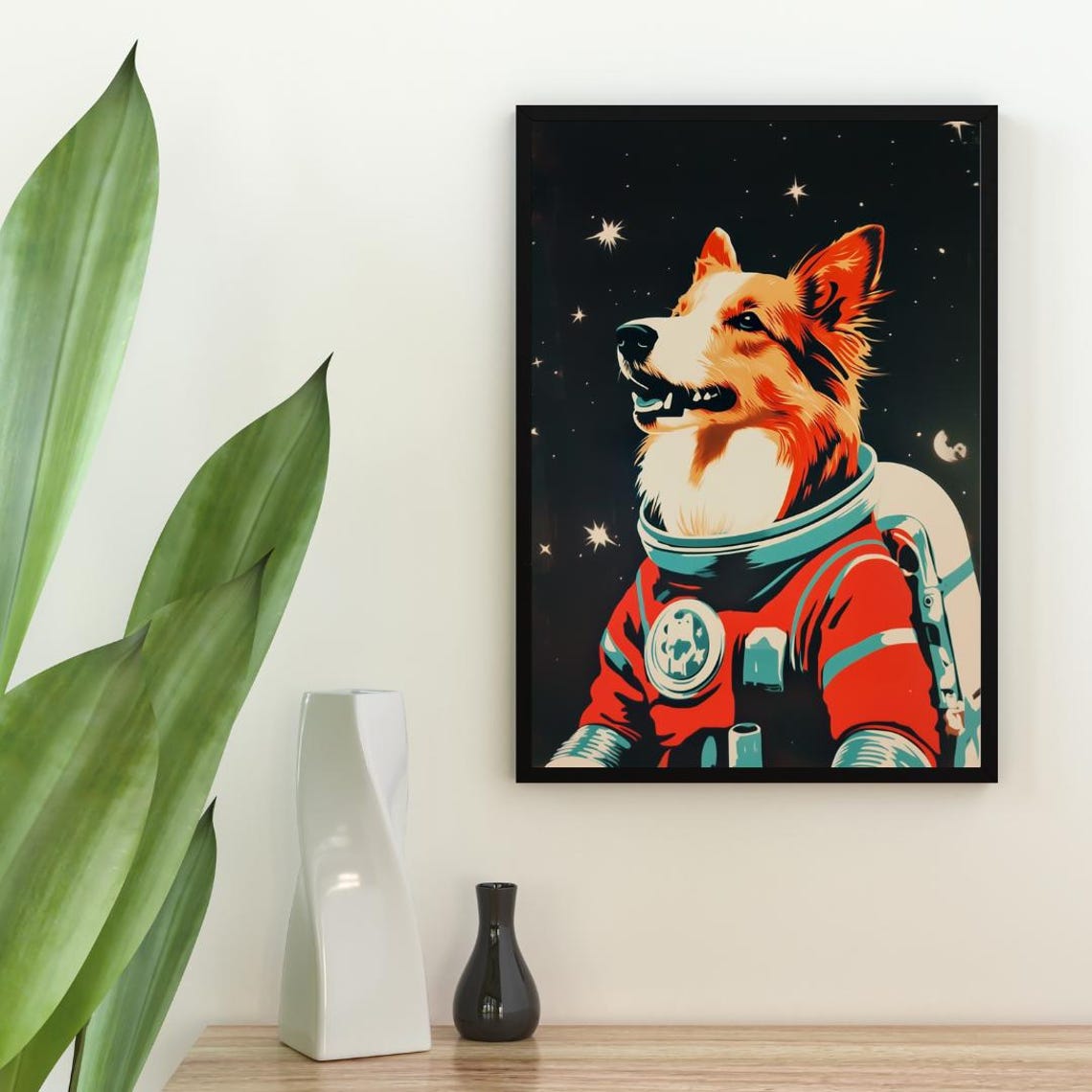 Shetland Sheepdog Astronaut Retro Space Dog Portrait Poster Gift - Image 2