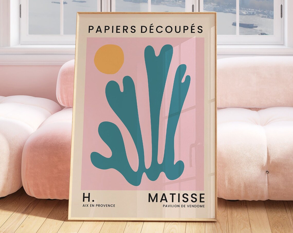 Henri Matisse Papiers Decoupes Teal Leaf Pink Abstract Art Poster