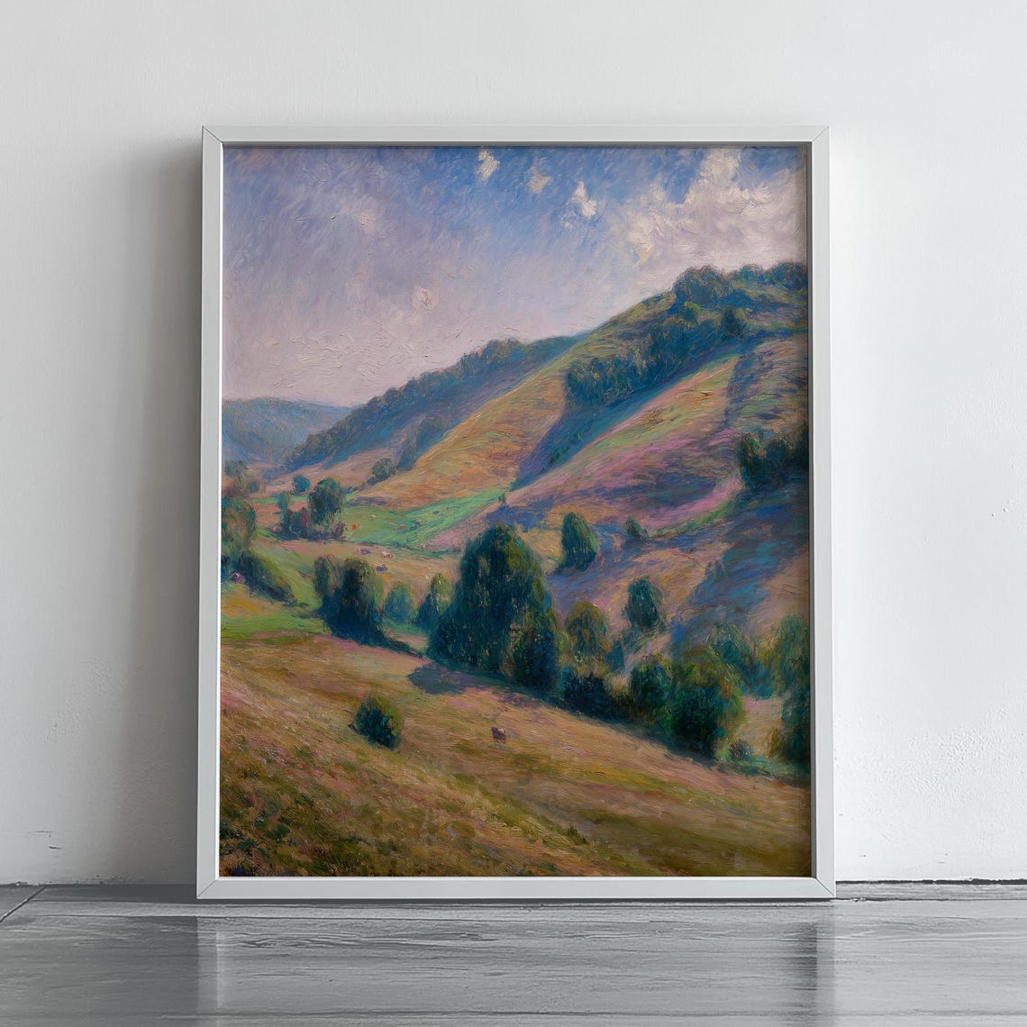 Monet Style Rolling Hills Meadow Pastoral Landscape Art Poster