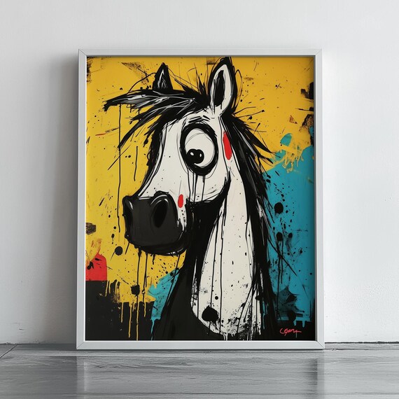 Vibrant Abstract Horse Art Bold Modern Wall Decor Colorful Painting Unique Portrait Contemporary Home 263