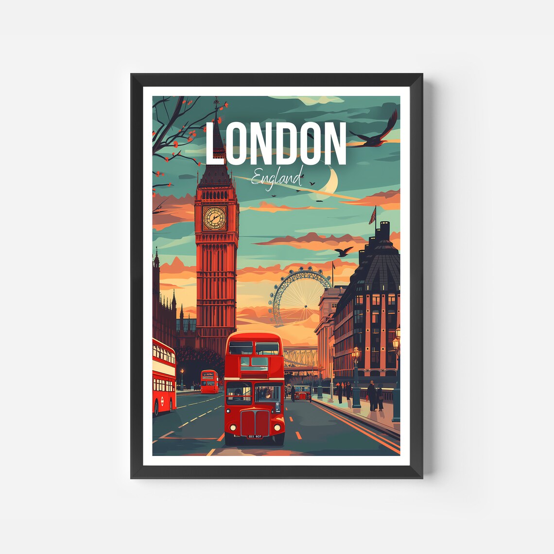 London City Print London Travel Poster England Travel Gift London England Poster London Gift - Image 2