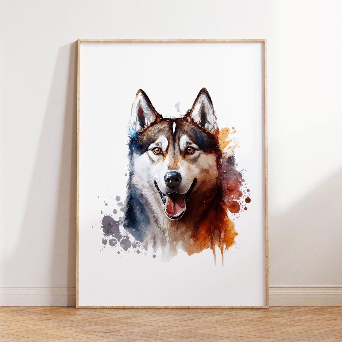 Siberian Husky Dog Animal Print Watercolor Pet Decor Dog Portrait Print Dog Wall Art Animal Watercolor Poster