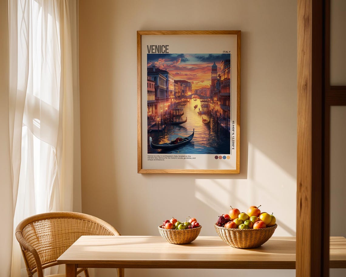 Venice Italy Grand Canal Gondolas Sunset Canal Travel Poster - Image 6