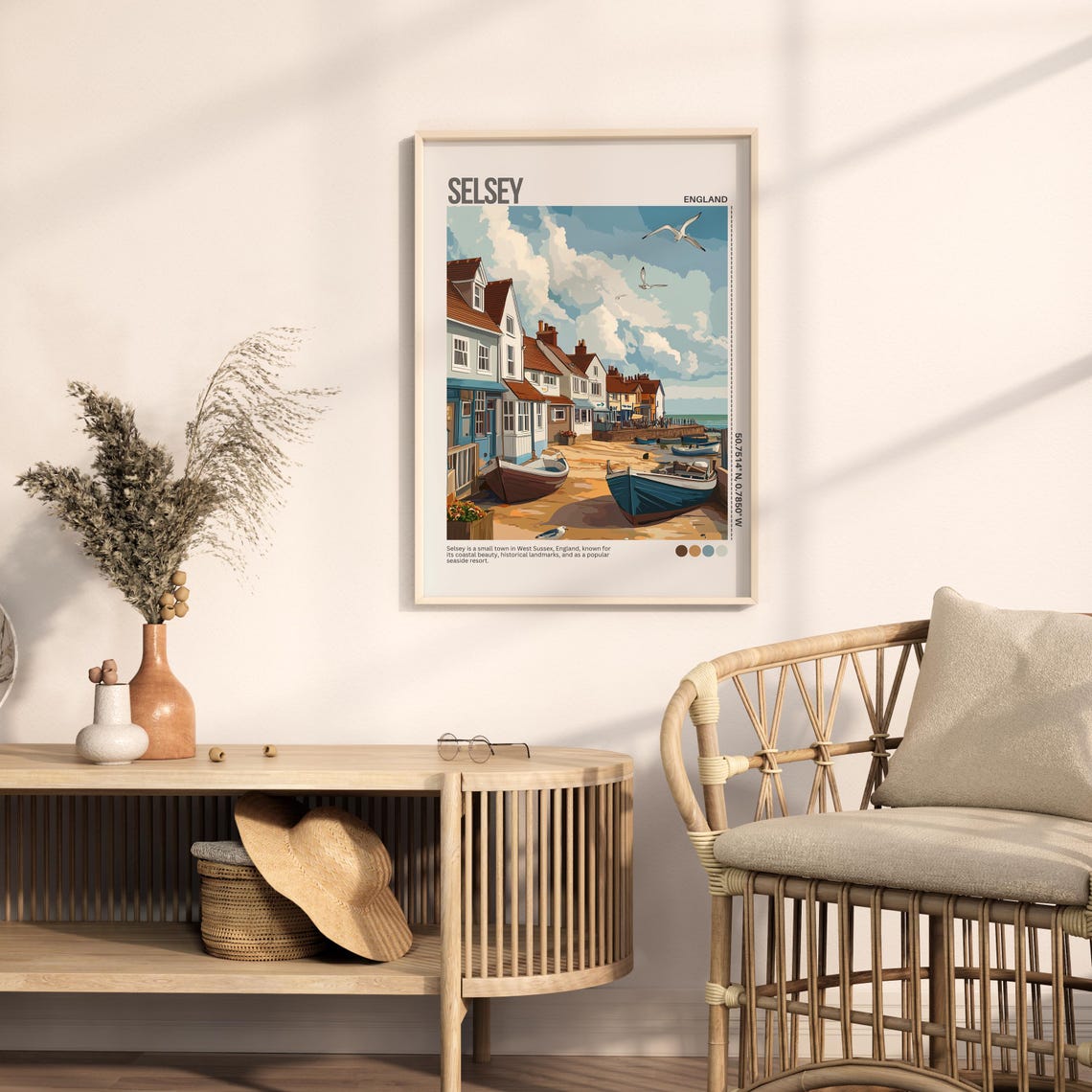Selsey England Seaside Street With Beached Boats Coastal Poster - Image 2