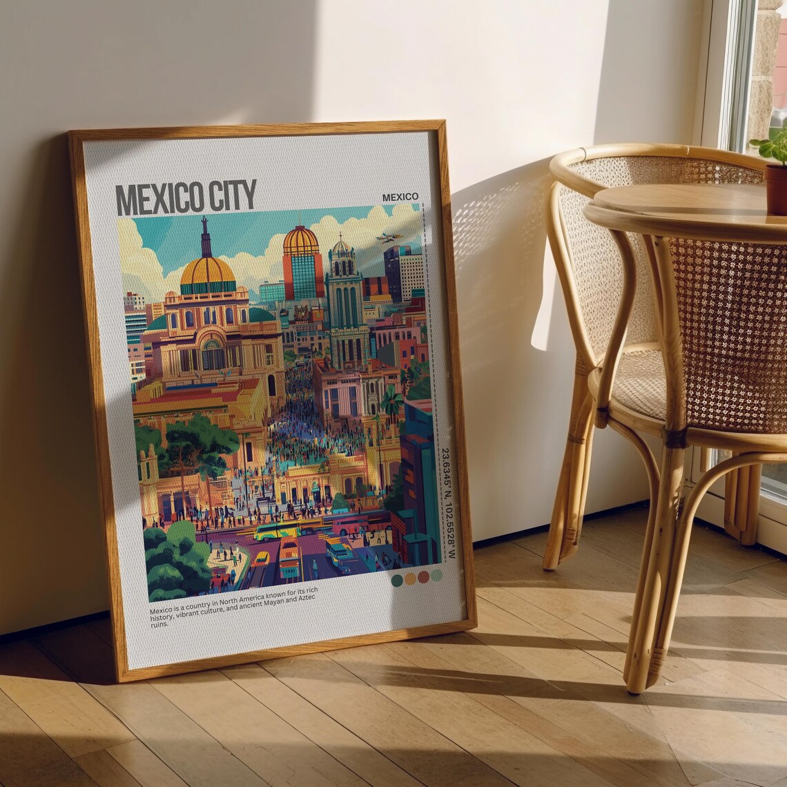Mexico City Historic Center Colorful Mexico City Travel Poster - Image 6
