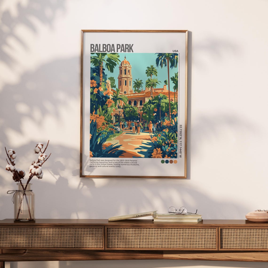Balboa Park San Diego Spanish Gardens California Travel Poster - Image 2