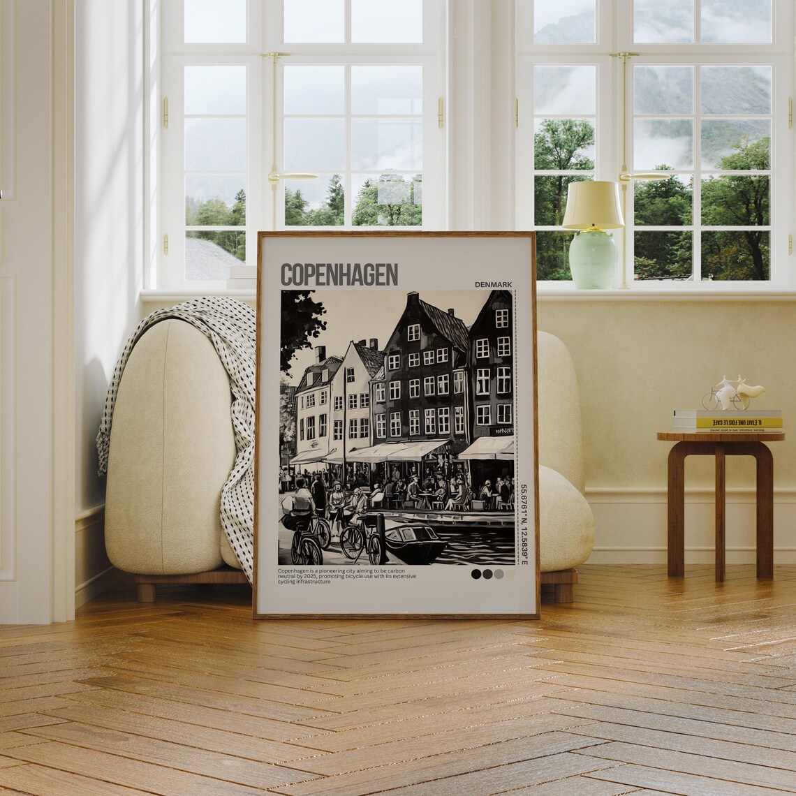 Copenhagen Denmark Black and White Nyhavn Canal Travel Poster - Image 7