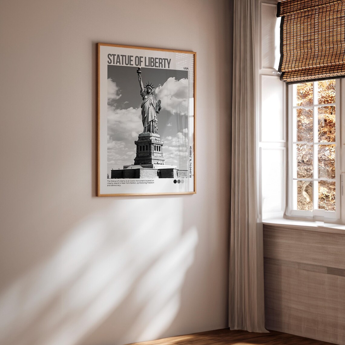 Statue Of Liberty Black And White New York Harbor Travel Poster - Image 2