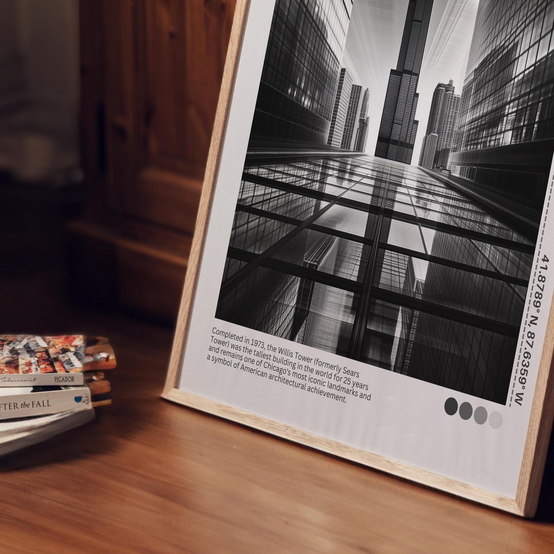 Willis Tower Chicago Black and White Skyscraper Travel Poster - Image 2