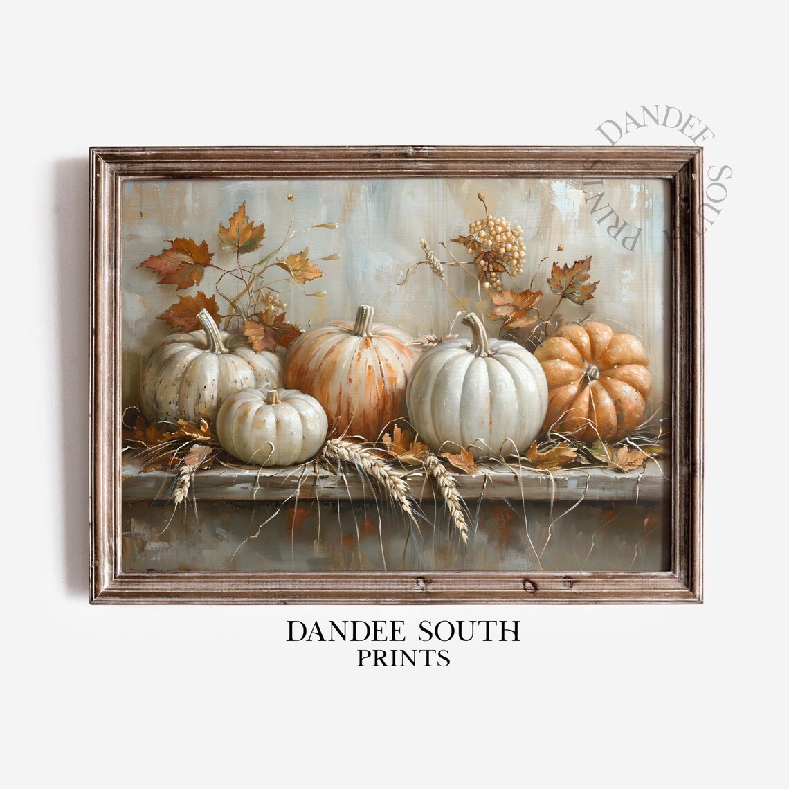 Rustic Pumpkins And Autumn Leaves Still Life Painting Poster