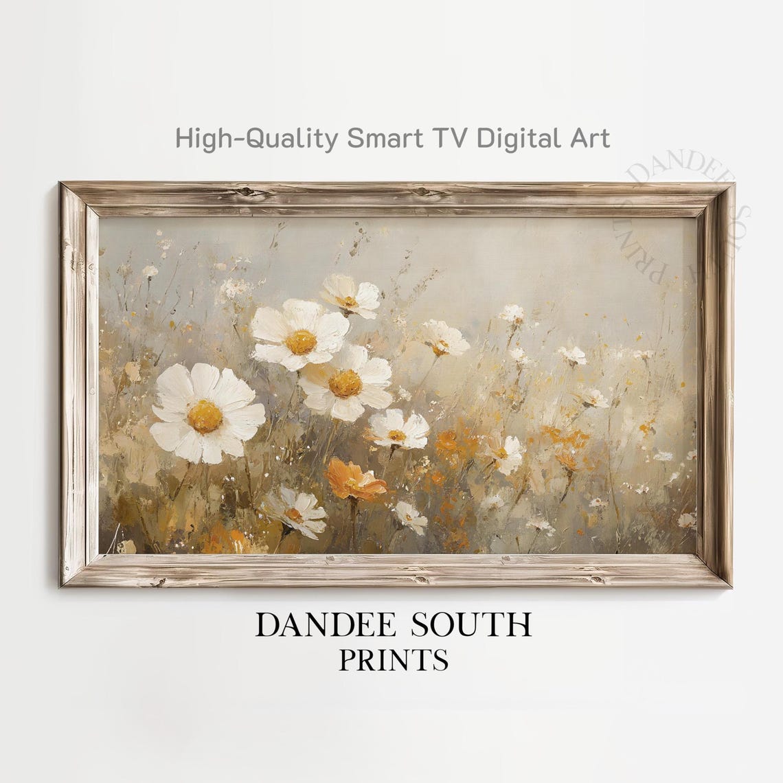 White Daisies Wildflower Meadow Soft Botanical Spring Art Poster